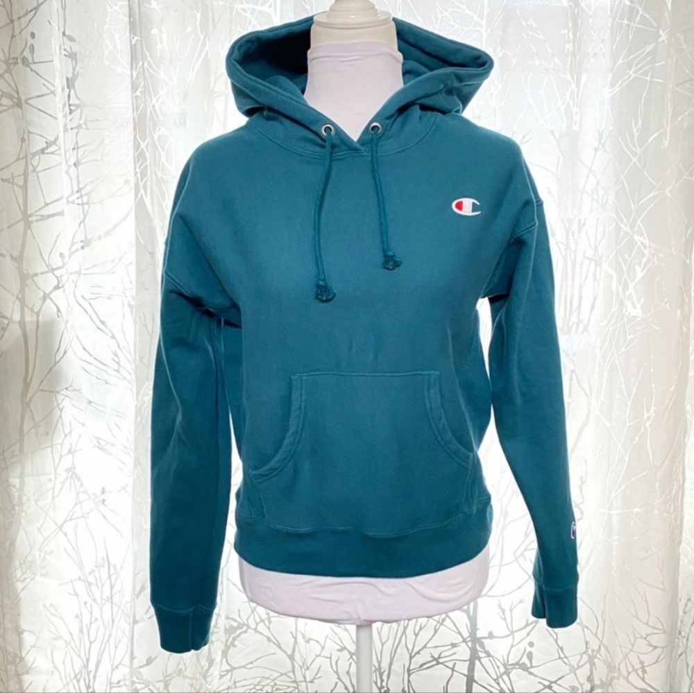 Champion Reverse Weave Hoodie XS Jade Teal Turquoise Heavyweight Pullover NEW